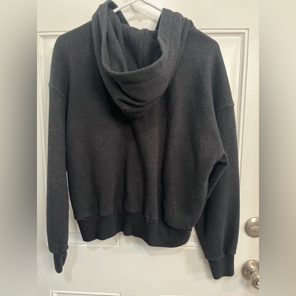 DONNI. Organic Cotton button accent Charcoal Hooded Sweatshirt Hoodie - Charcoal - Picture 6 of 9